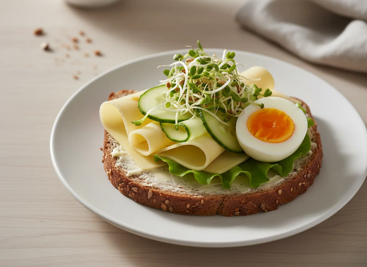 Käsebrot mit Ei und Sprossen photo
