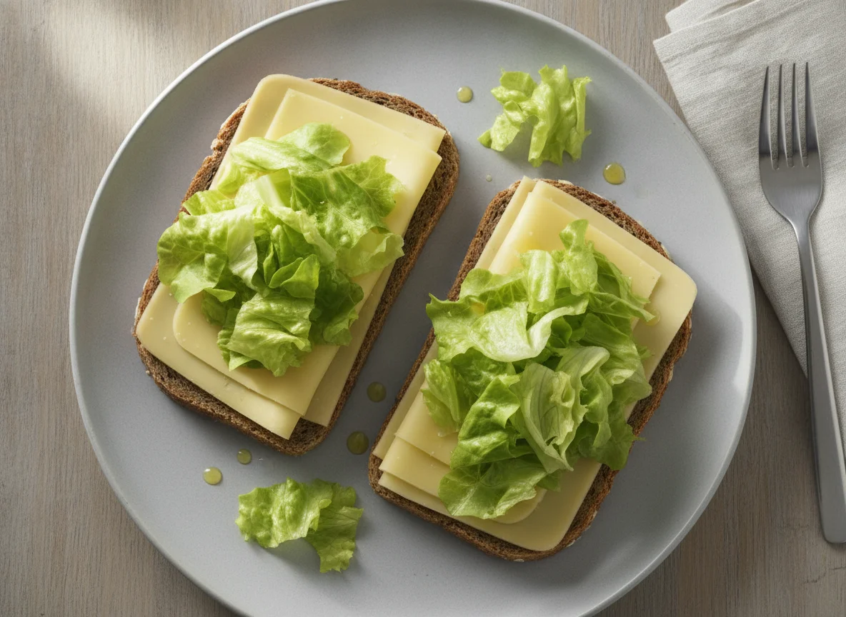Käsebrot mit Eisbergsalat photo