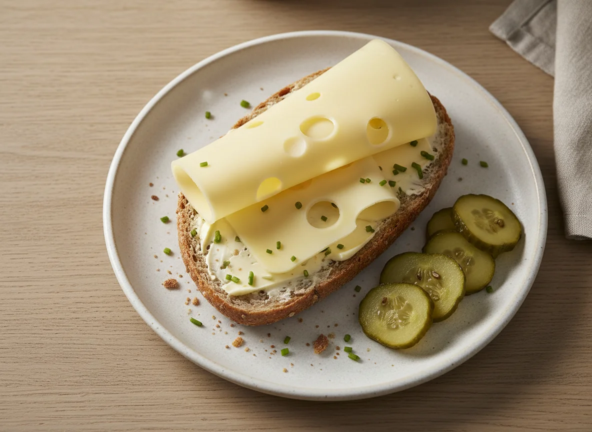 Käsebrot mit Gewürzgurken photo