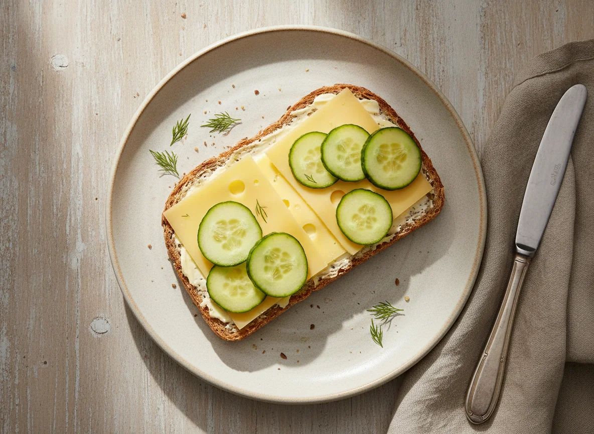 Käsebrot mit Gurkenscheiben photo