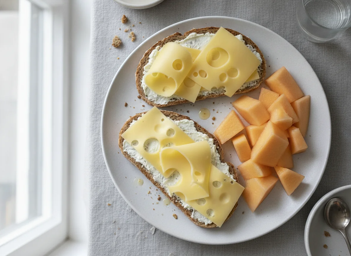 Käsebrot mit Honigmelone photo