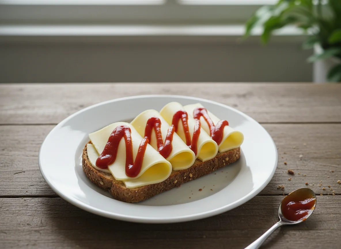 Käsebrot mit Ketchup photo