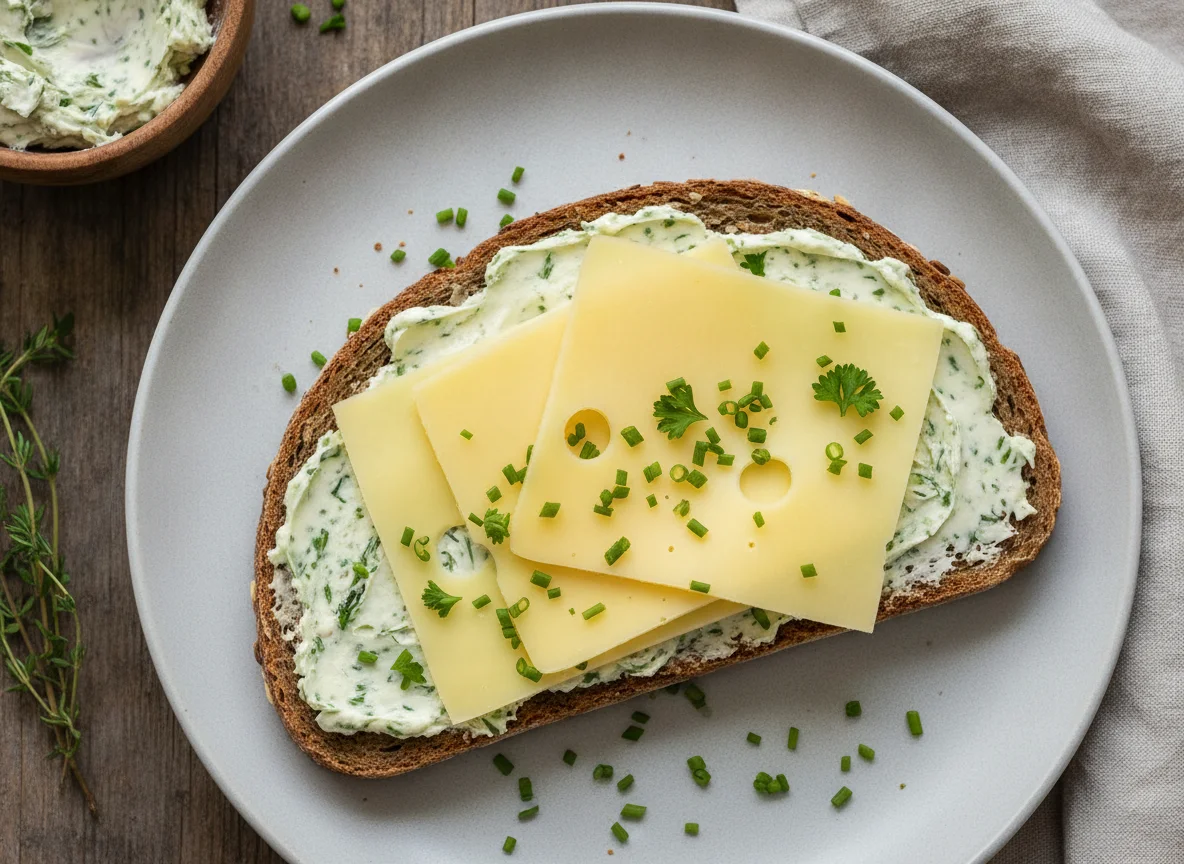Käsebrot mit Kräuterbutter photo