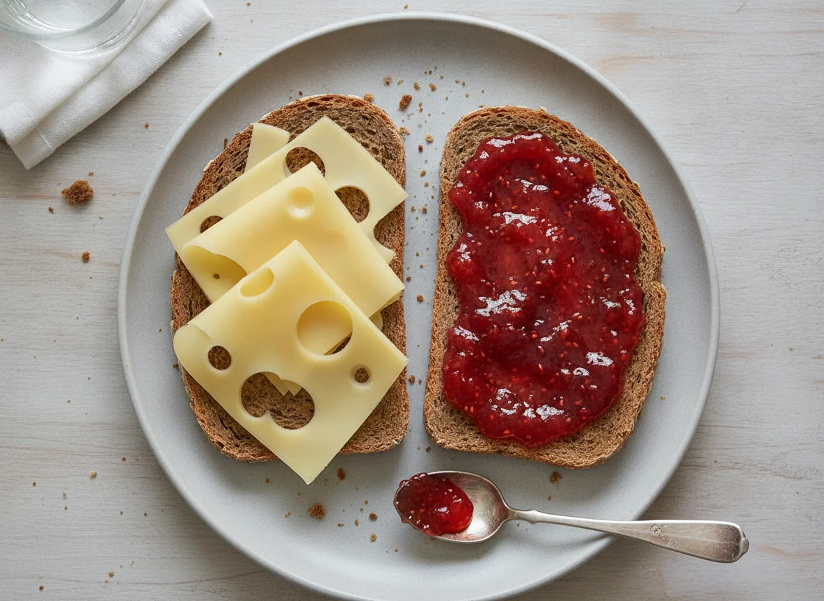 Käsebrot mit Marmelade photo