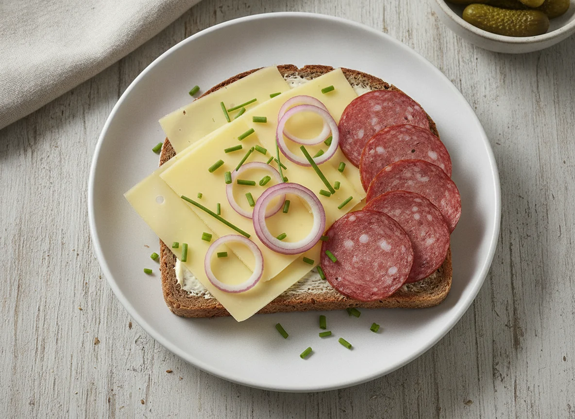 Käsebrot mit Mettwurst photo