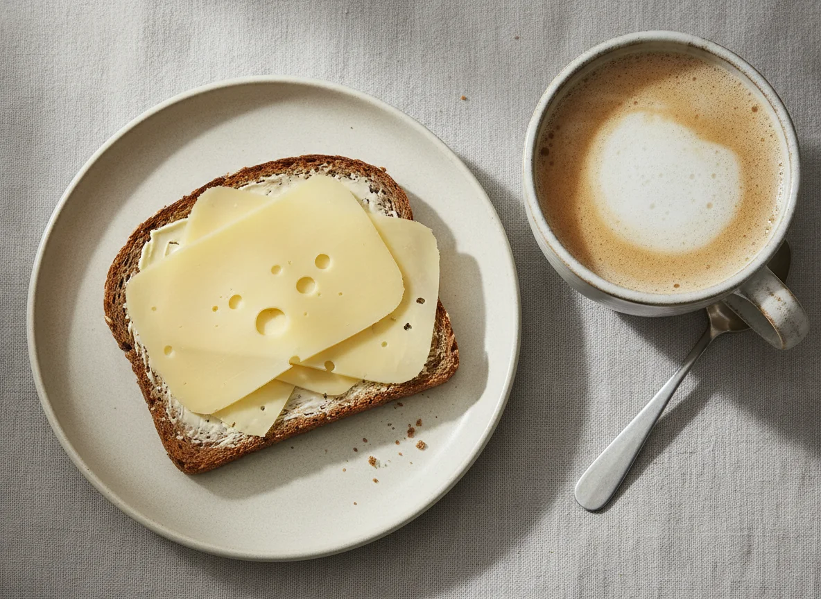 Käsebrot mit Milchkaffee photo