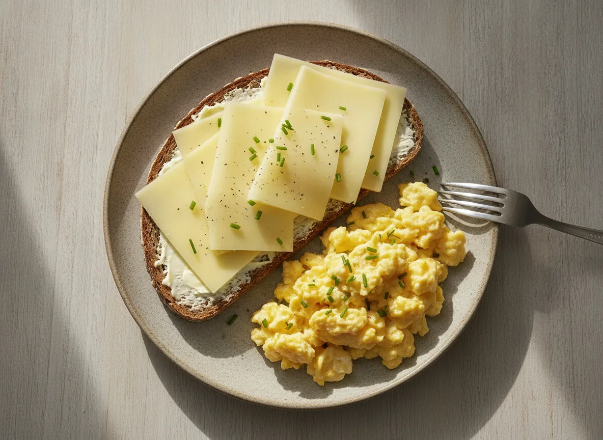 Käsebrot mit Rührei photo