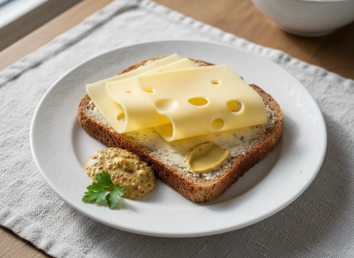 Käsebrot mit Senf photo