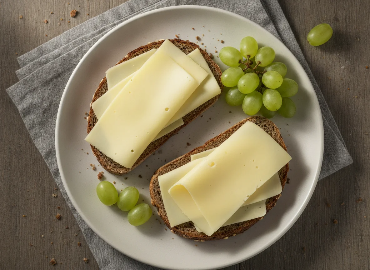 Käsebrot mit Weintrauben photo