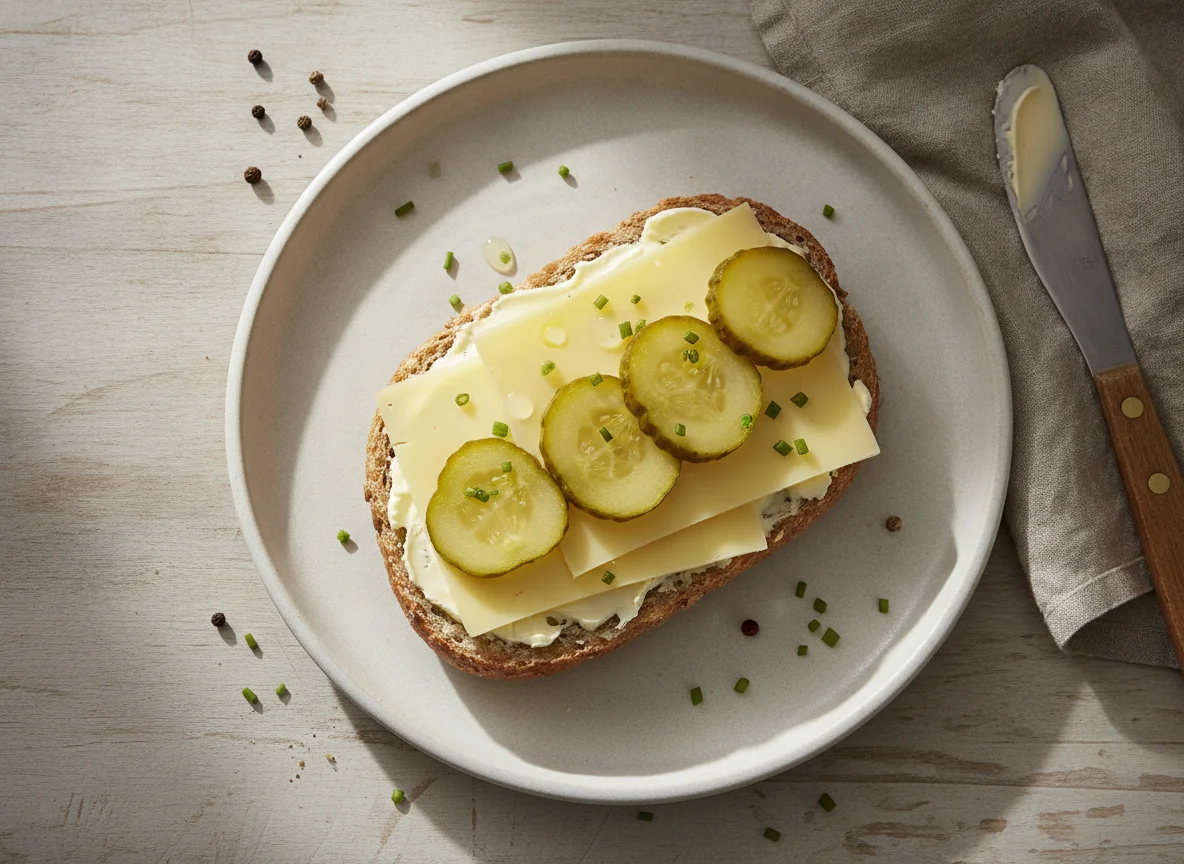 Käsebrötchen mit Gewürzgurken photo
