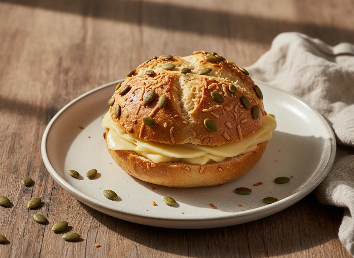 Käsebrötchen mit Kürbiskernen photo