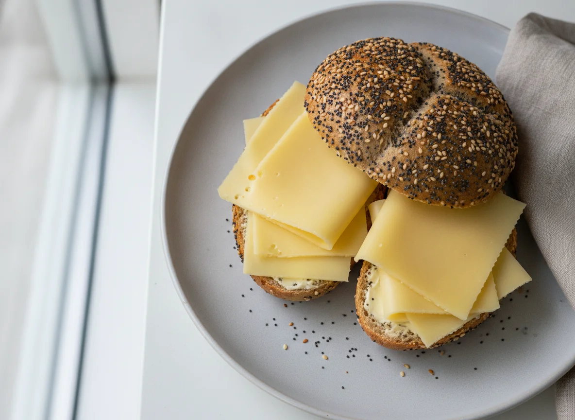Käsebrötchen mit Mohn und Sesam photo