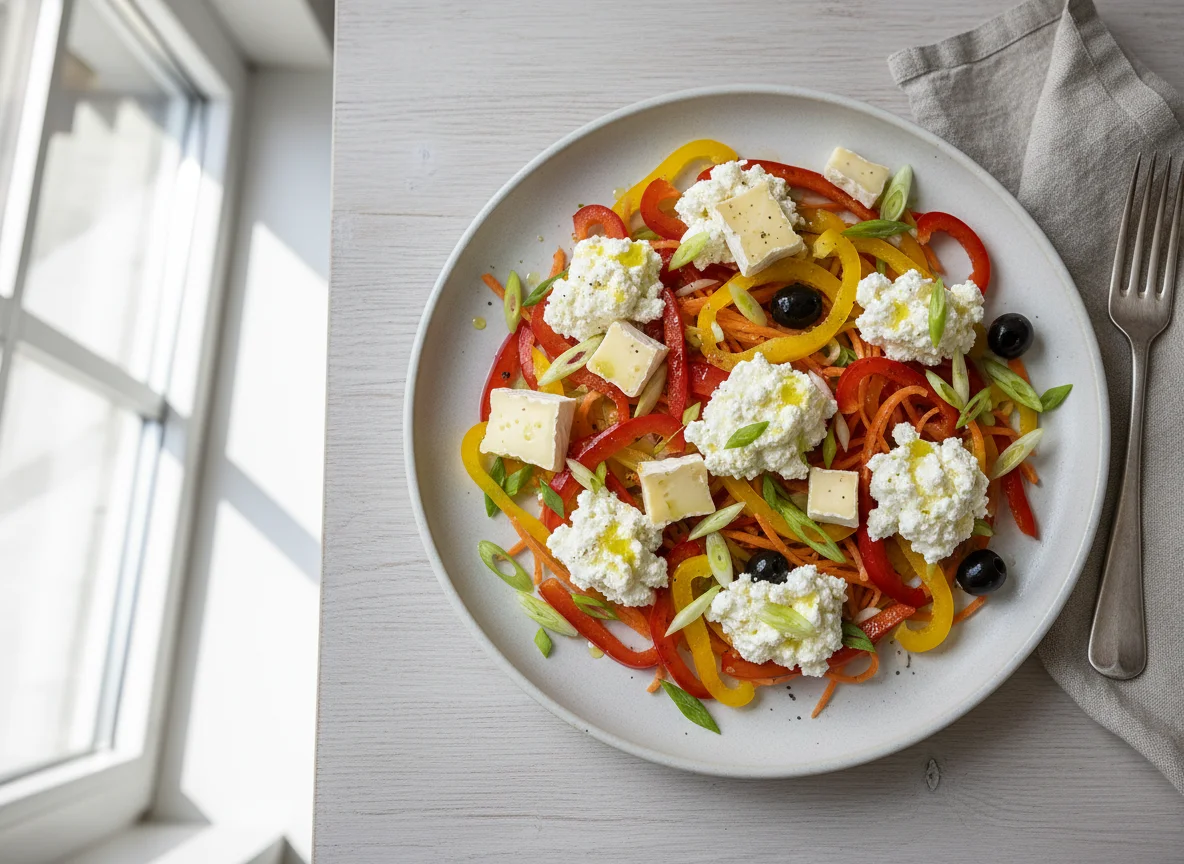 Käse-Gemüse-Salat mit Hüttenkäse photo