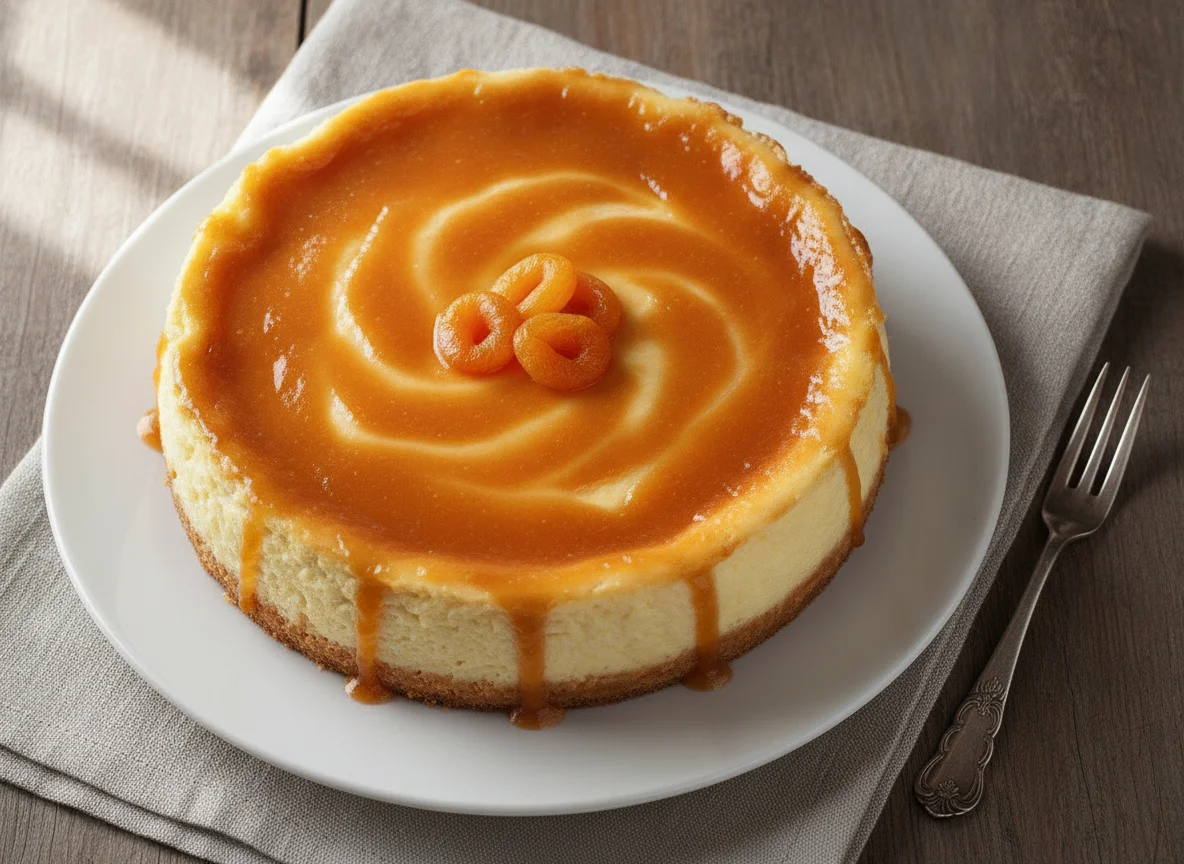 Käsekuchen mit Aprikosenglasur photo