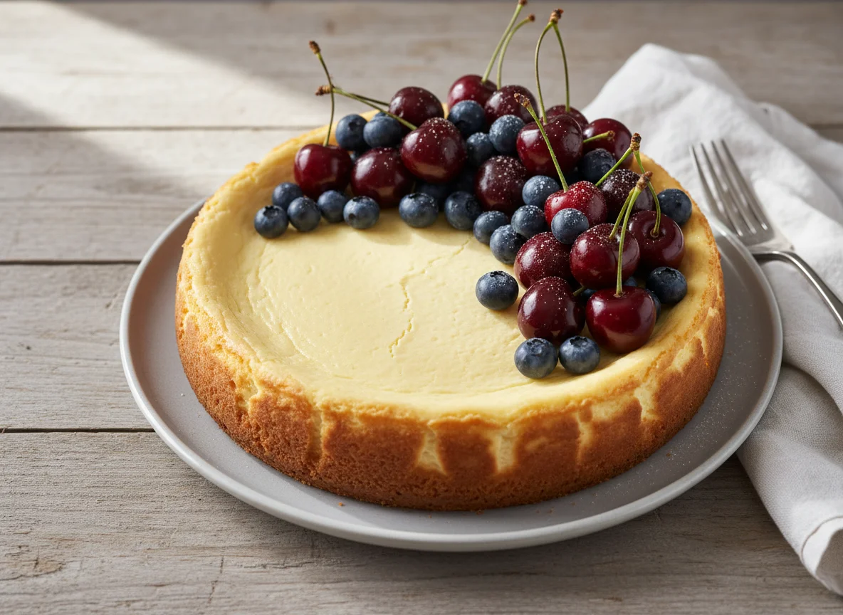 Käsekuchen mit Beeren photo