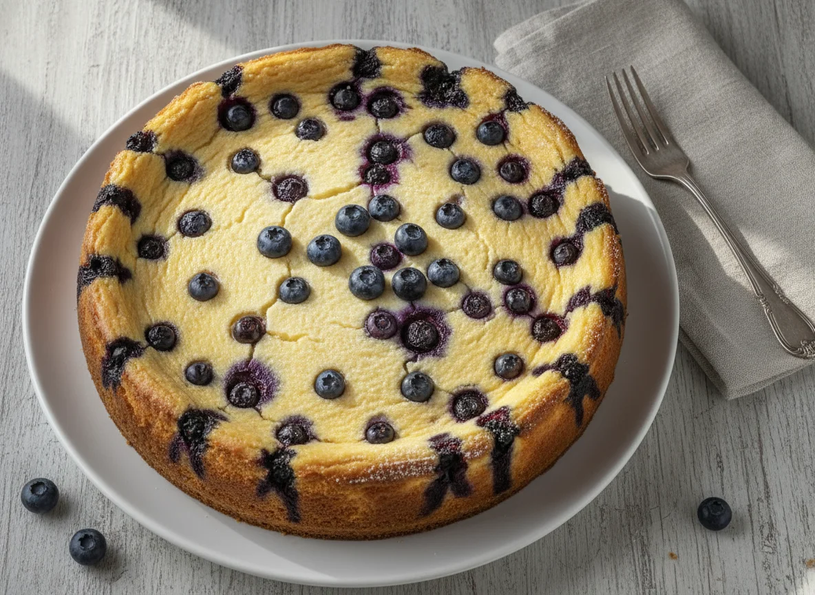 Käsekuchen mit Blaubeeren photo