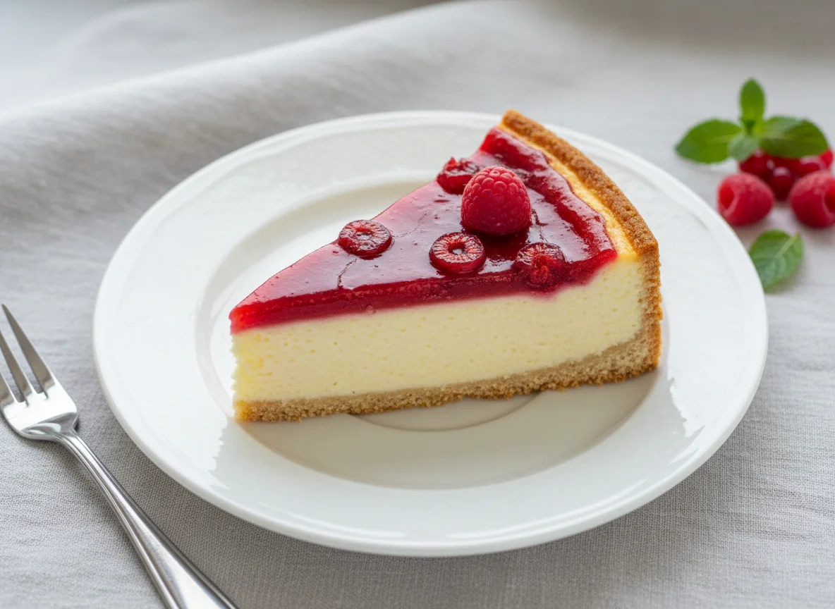 Käsekuchen mit Fruchtspiegel photo