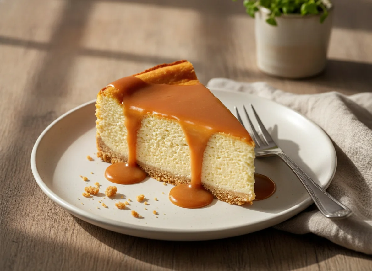 Käsekuchen mit Karamellglasur photo