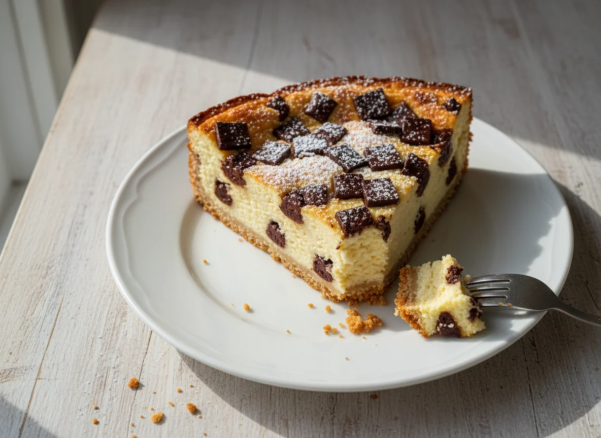 Käsekuchen mit Schokostückchen photo