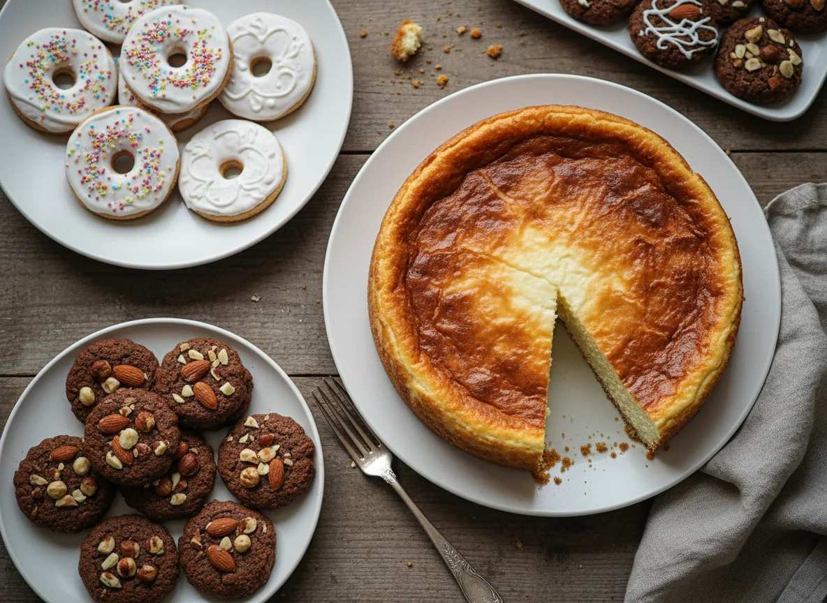 Käsekuchen und Plätzchen photo