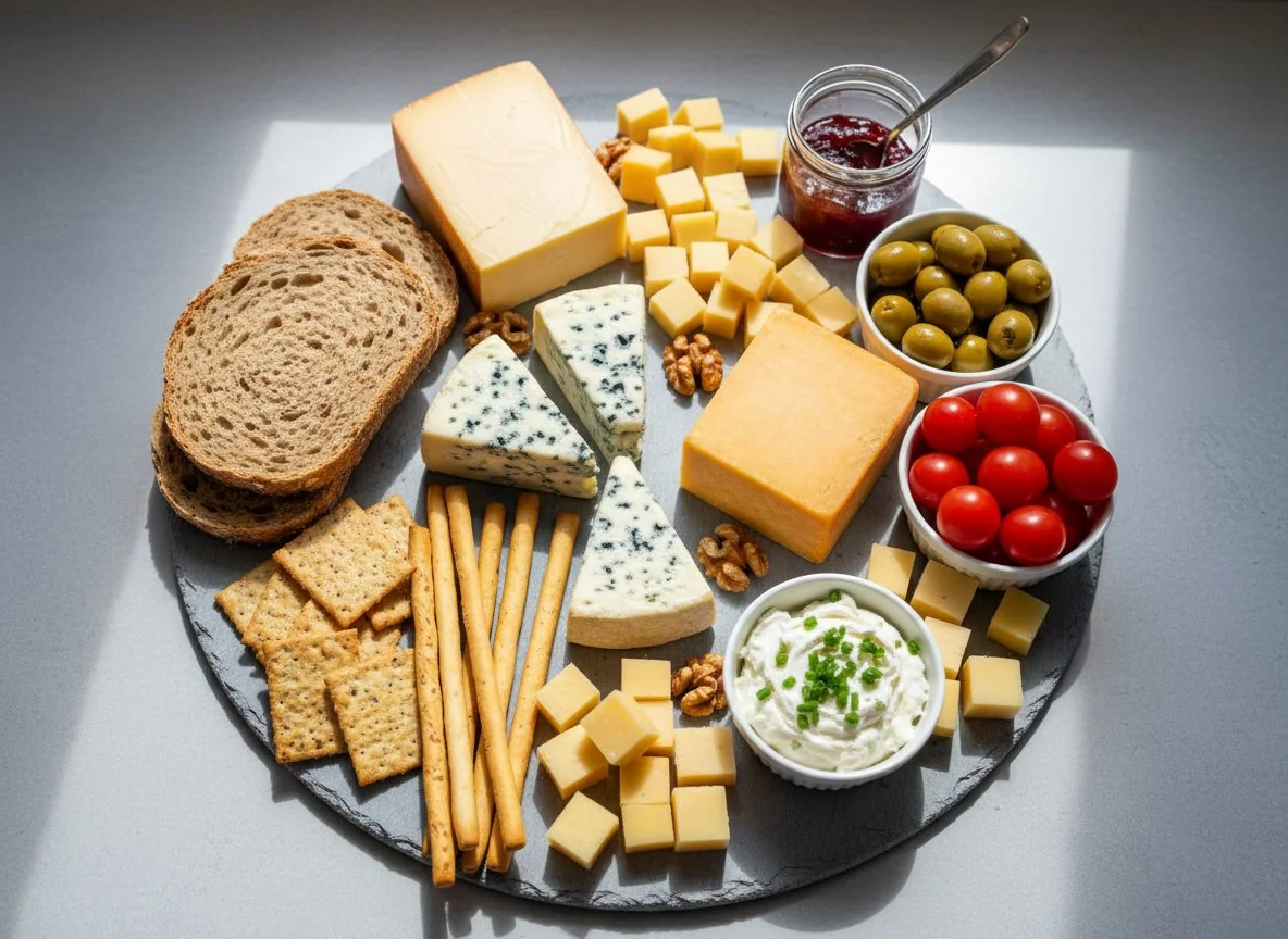 Käseplatte mit Beilagen photo