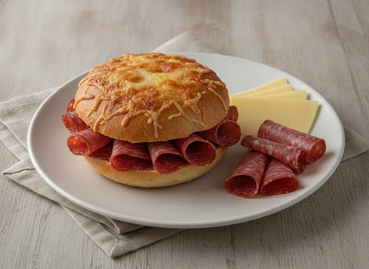 Käsesemmel mit Salami photo