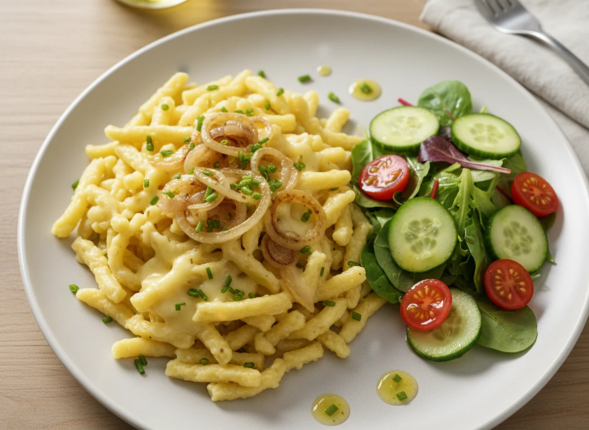 Käsespätzle mit Beilagensalat photo