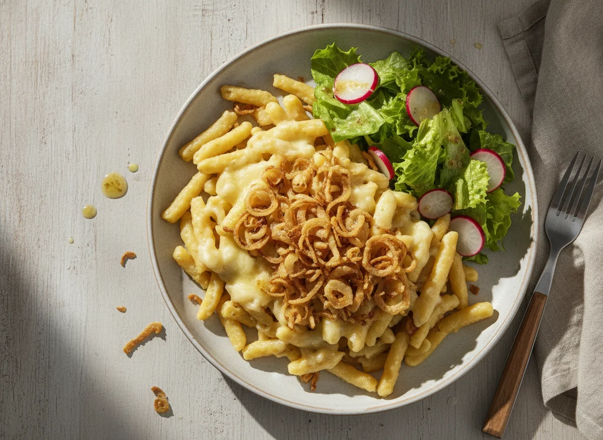 Käsespätzle mit gemischtem Salat photo
