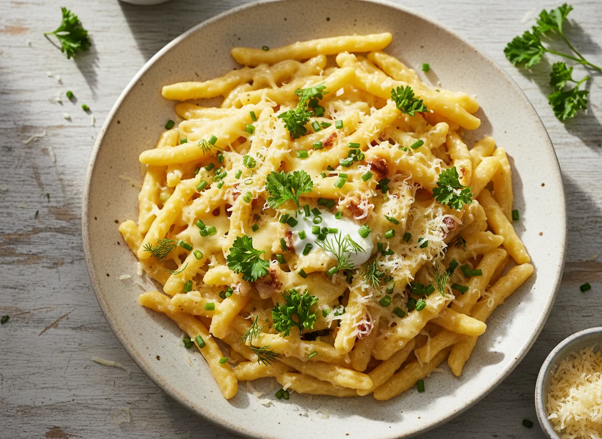 Käsespätzle mit Kräutern photo