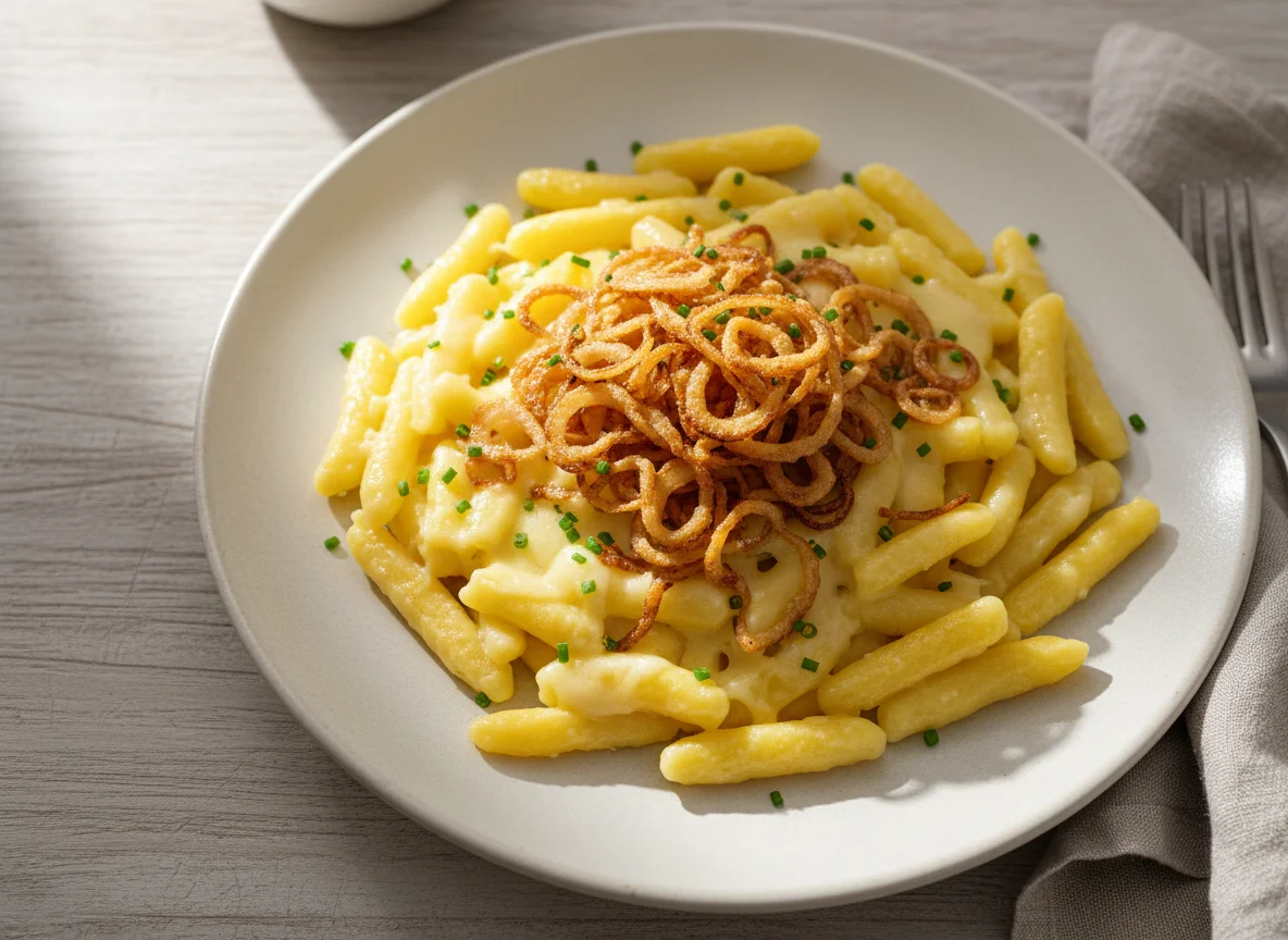 Käsespätzle mit Röstzwiebeln photo