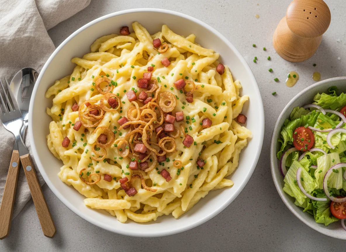 Käsespätzle mit Salat photo