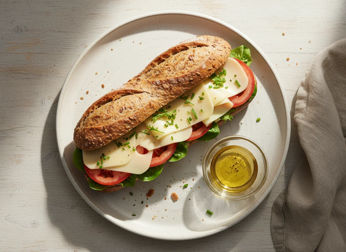 Käse-Tomaten-Salat-Baguette photo