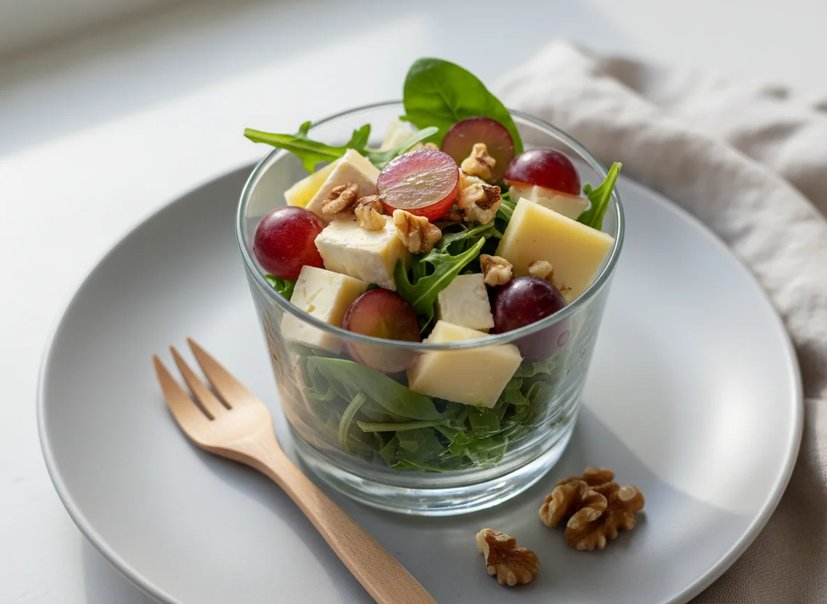 Käse-Trauben-Salat im Glas photo