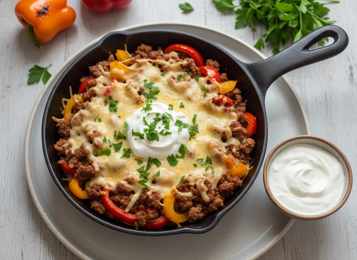 Keto-Taco-Pfanne mit Sauerrahm photo