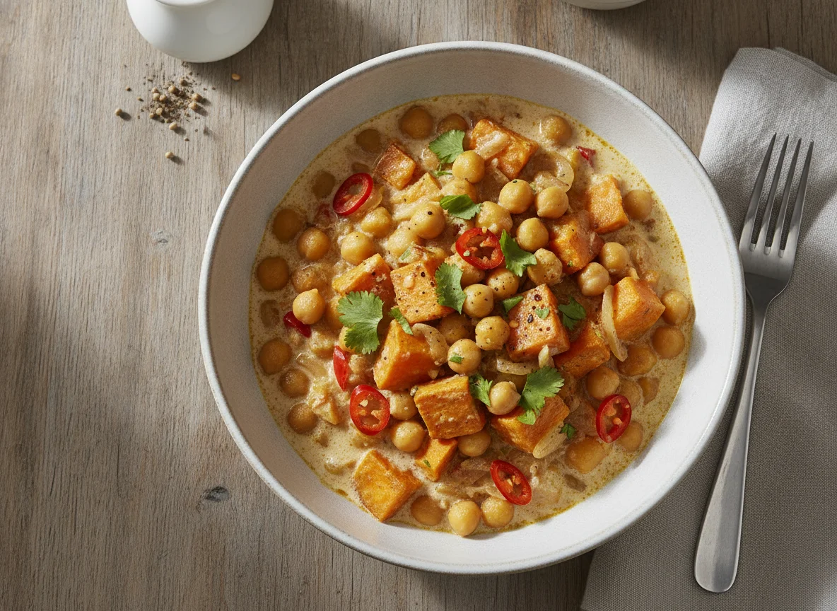 Kichererbsen-Curry mit Süßkartoffeln photo