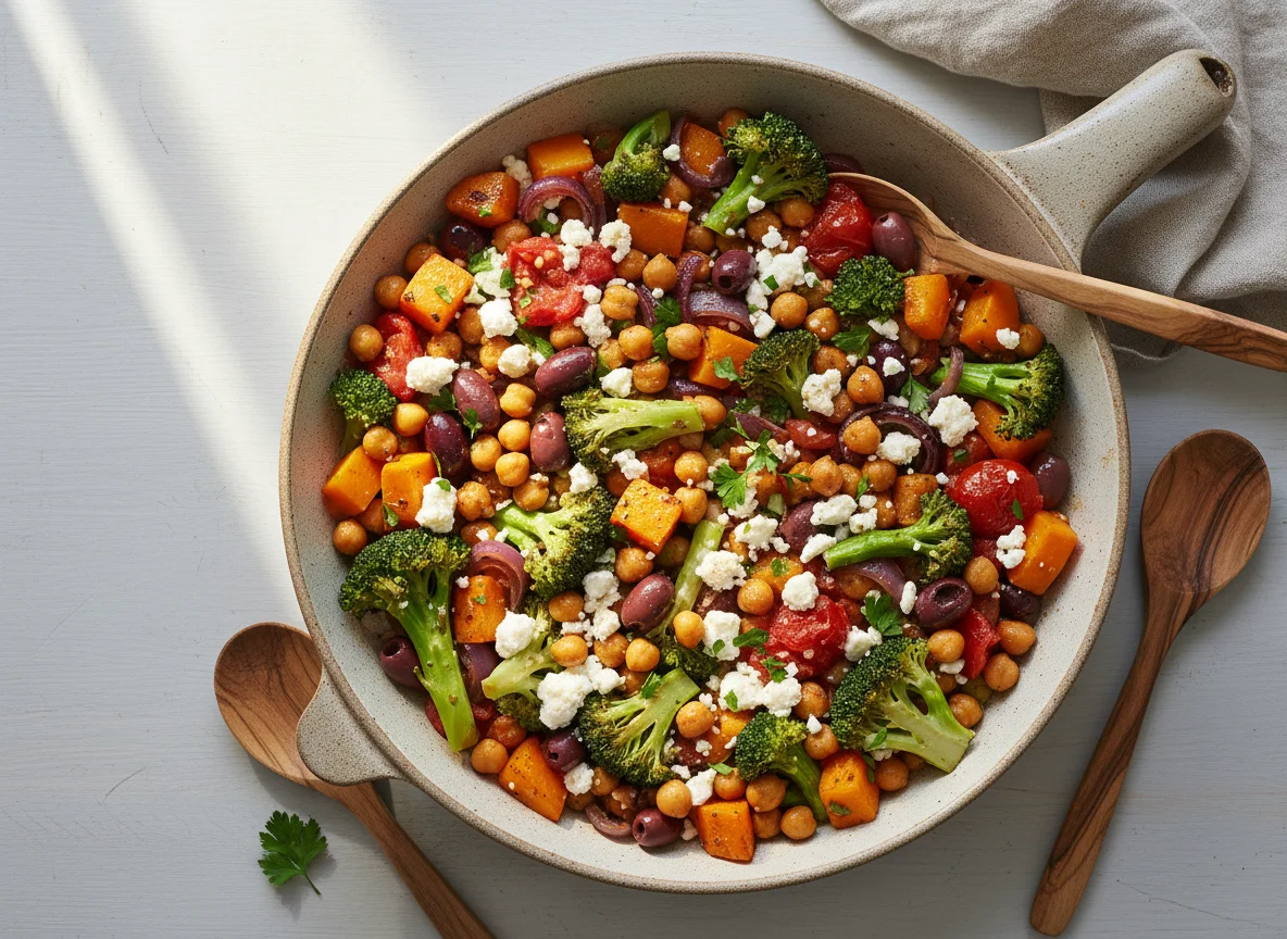 Kichererbsen-Gemüse-Feta-Pfanne photo