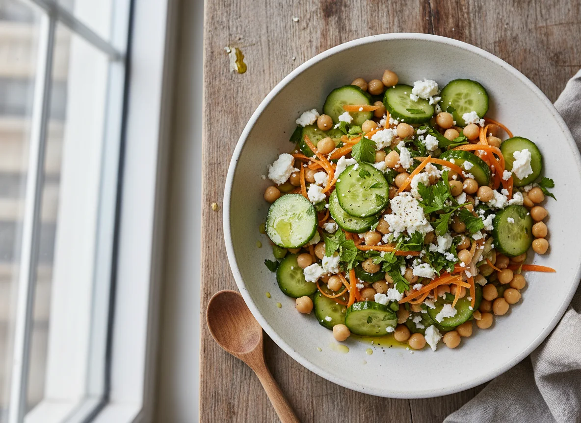 Kichererbsen-Gurken-Salat mit Feta photo