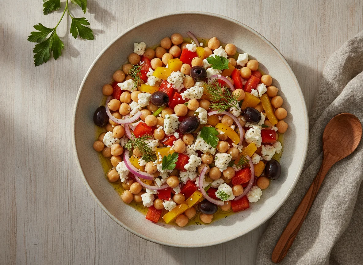 Kichererbsensalat mit Feta und Paprika photo