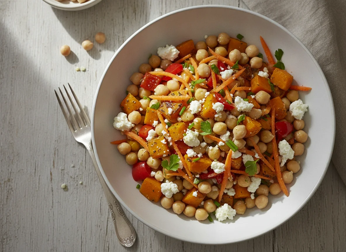 Kichererbsensalat mit Karotten und Feta photo