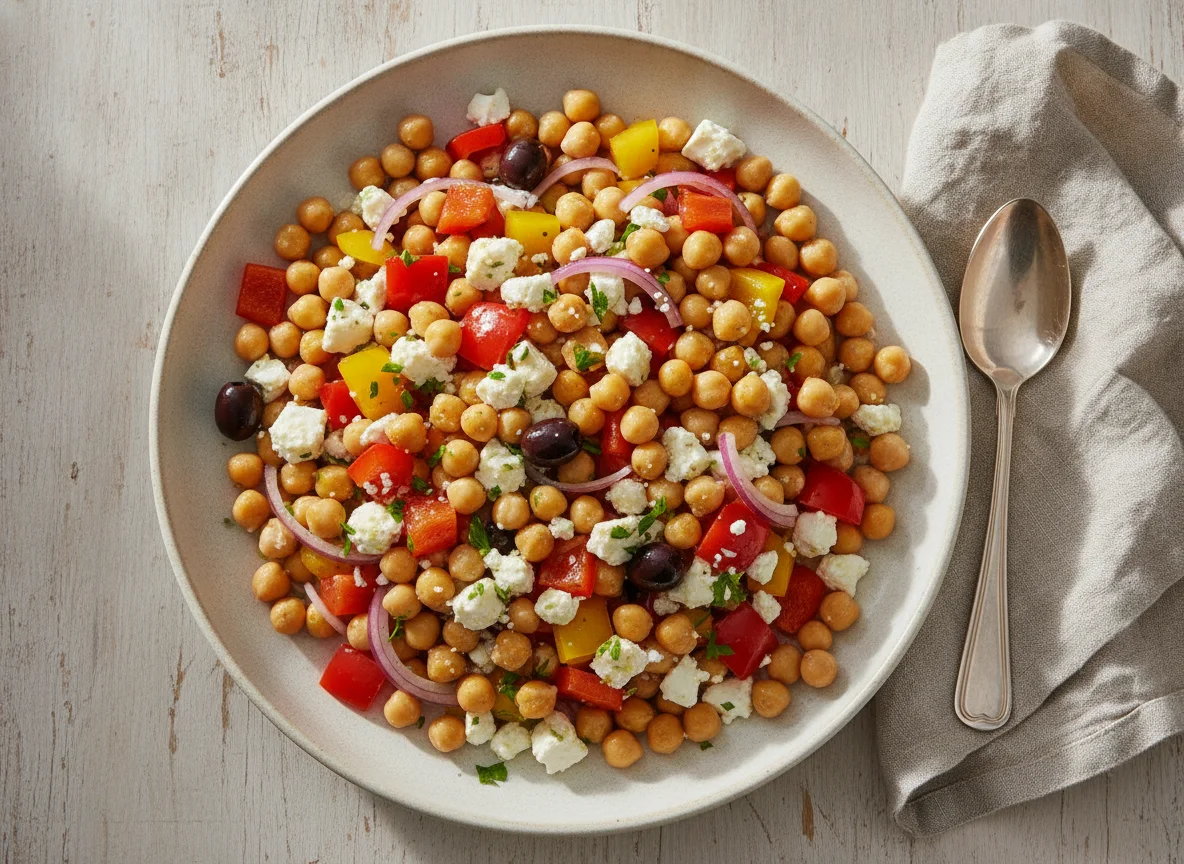 Kichererbsensalat mit Paprika und Feta photo