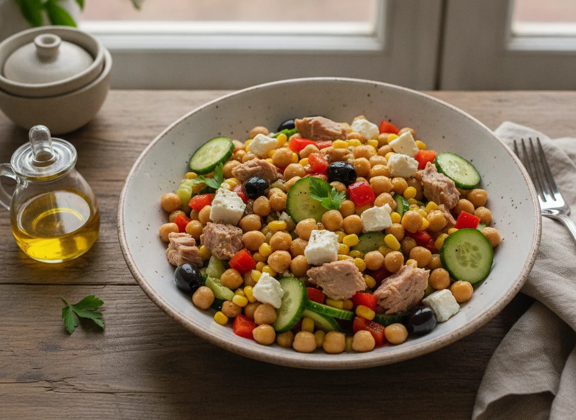 Kichererbsensalat mit Thunfisch photo