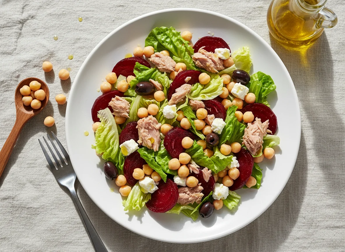 Kichererbsensalat mit Thunfisch und Roter Bete photo