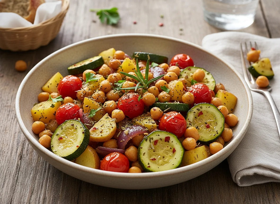 Kichererbsen-Zucchini-Pfanne mit Tomaten photo