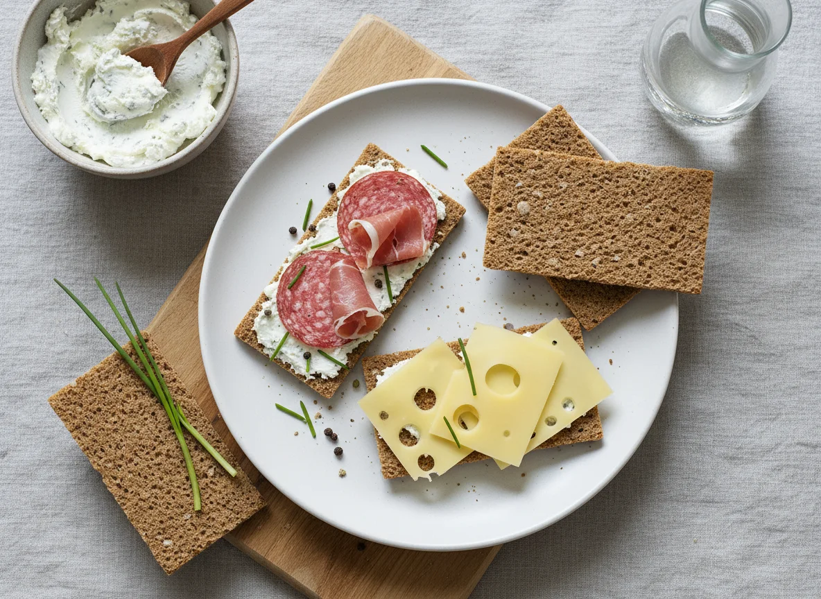 Knäckebrot mit Aufschnitt photo