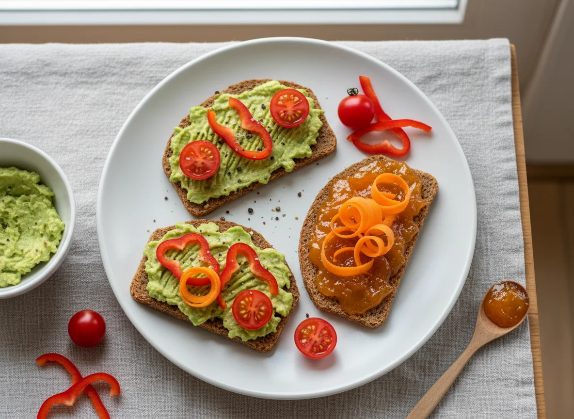 Knäckebrot mit Aufstrich und Gemüse photo