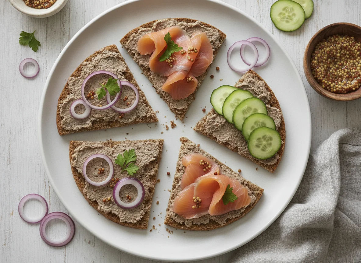 Knäckebrot mit Aufstrich und Lachs photo