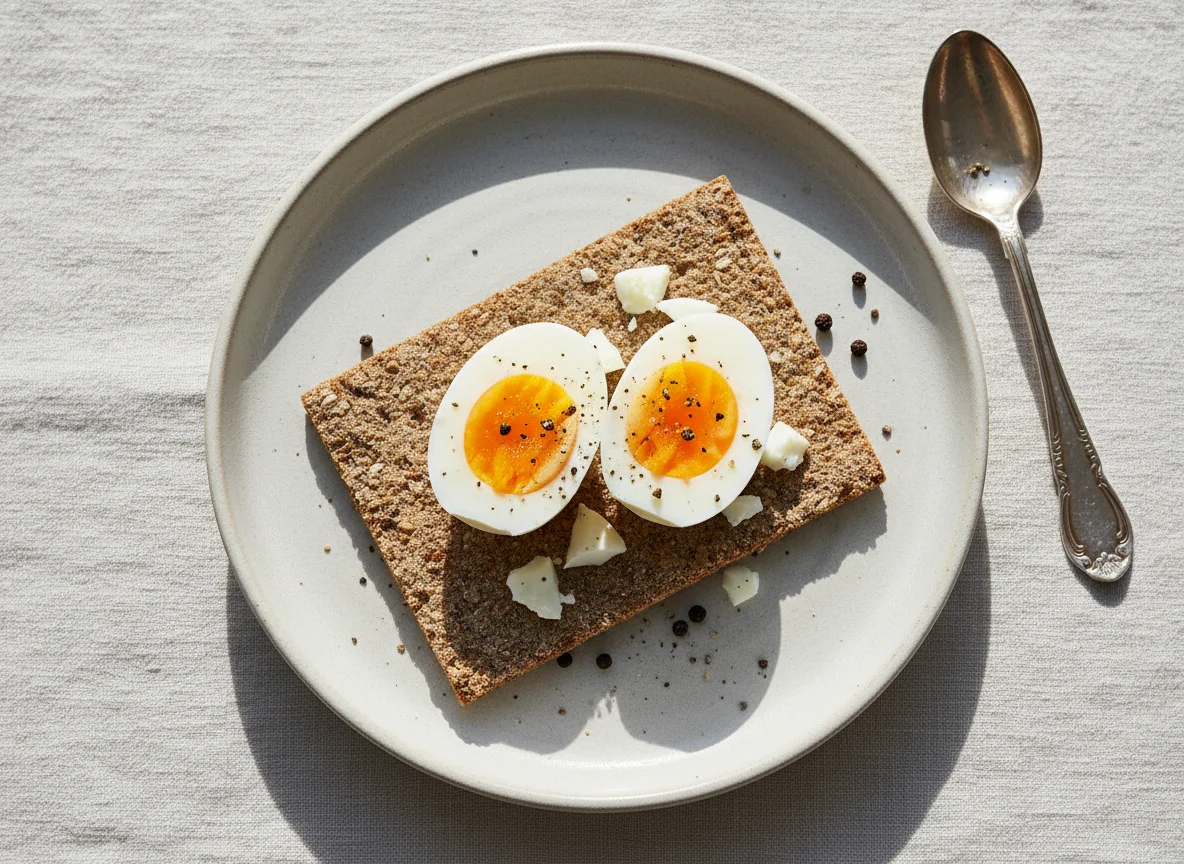 Knäckebrot mit Ei photo