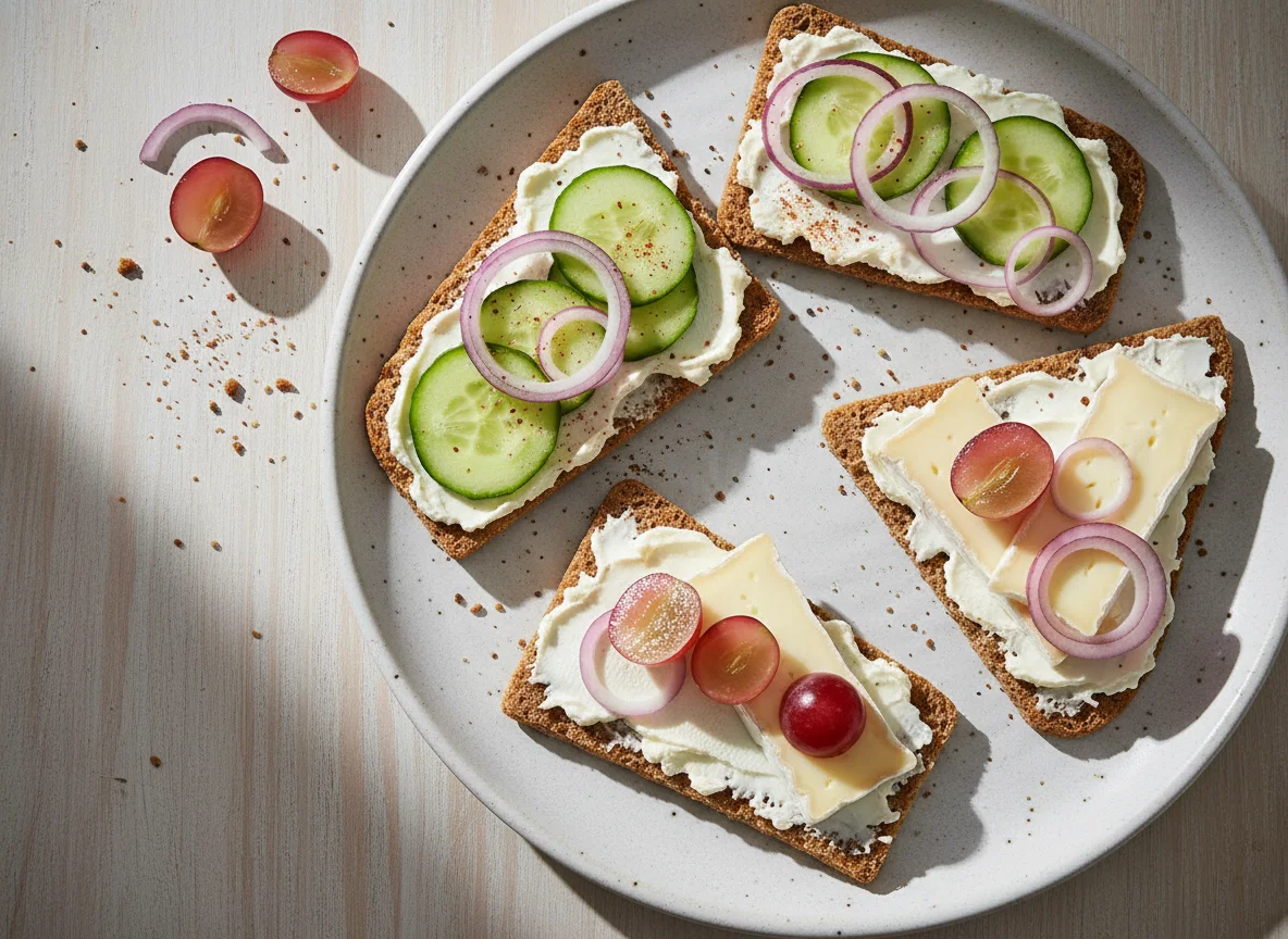 Knäckebrot mit Frischkäse und Gemüse photo