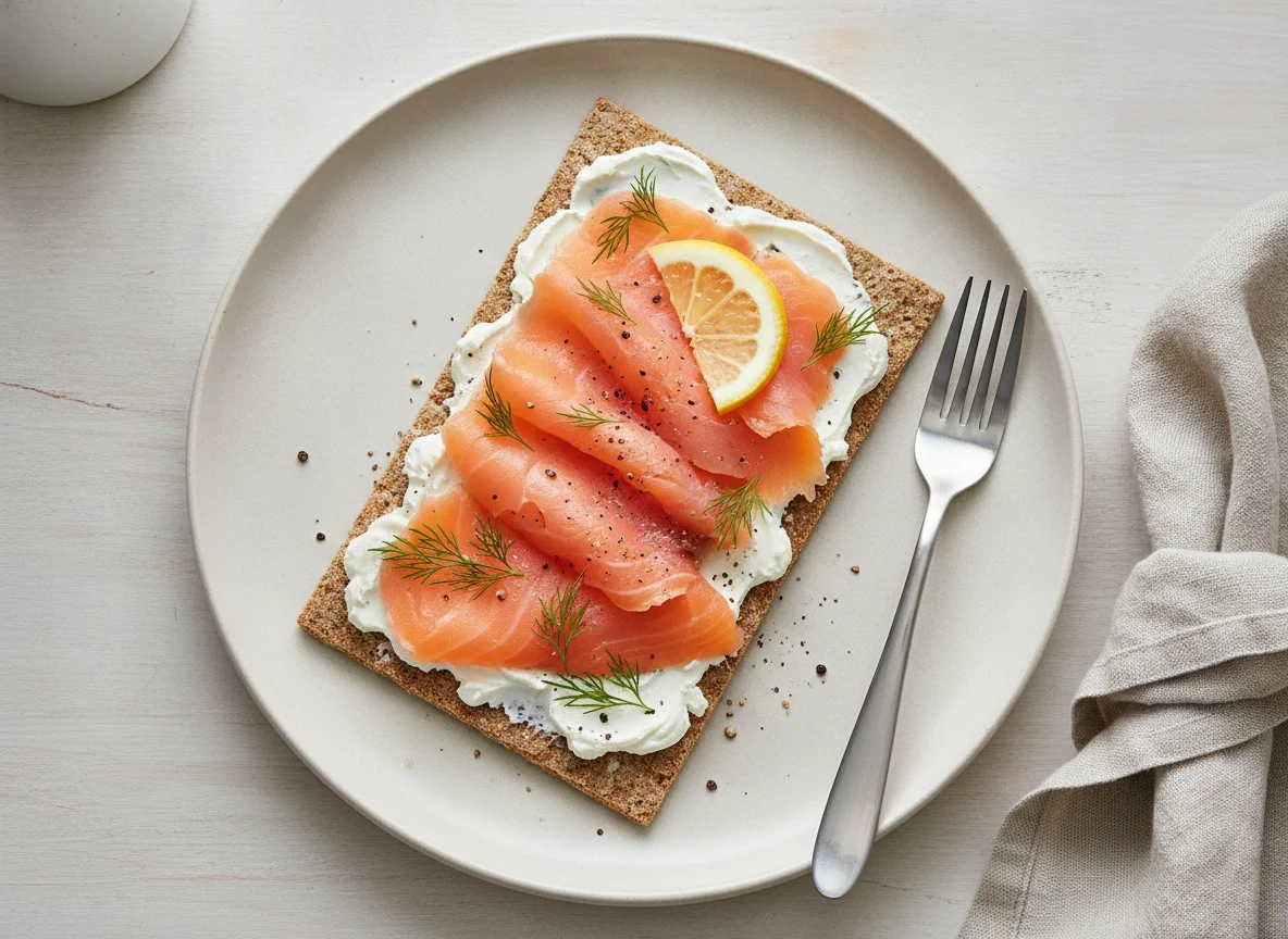 Knäckebrot mit Räucherlachs photo