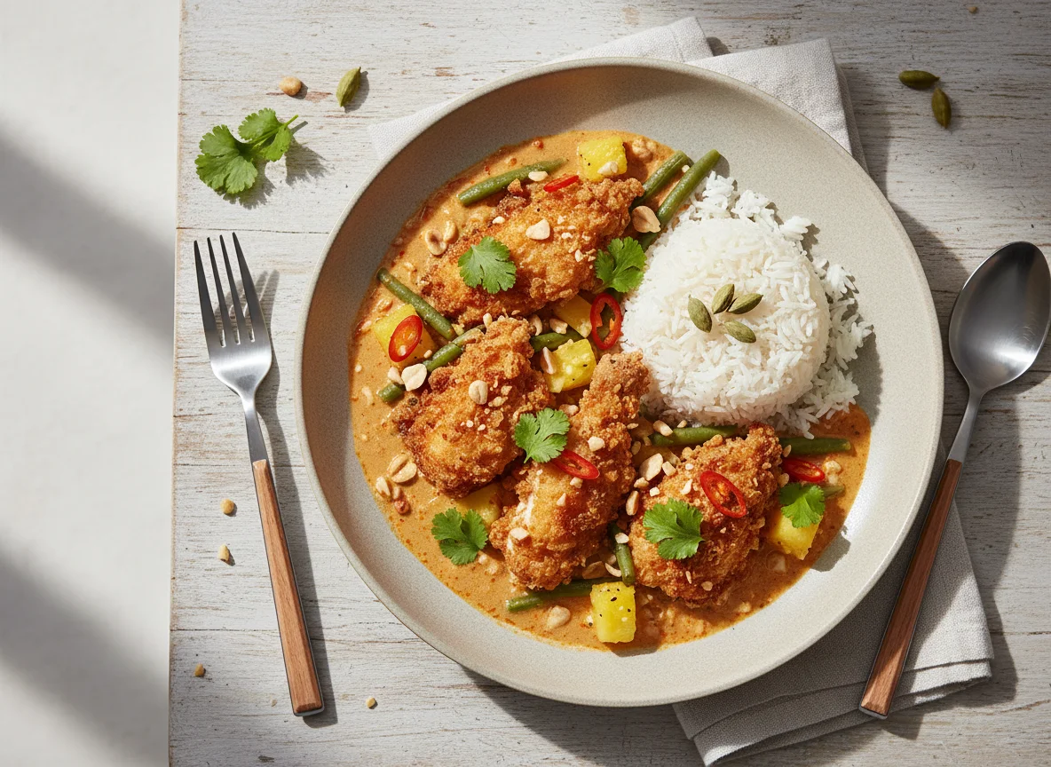 Knusperhuhn Panäng Erdnuss Curry photo